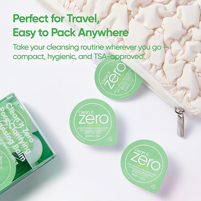 BANILA CO Clean It Zero Pore Clarifying Cleansing Balm Travel Kit | Travel-Friendly Cleanser for Oily & Acne-Prone Skin | 16 Pods of Vegan, Hypoallergenic Balm with AHA-PHA & Tea Tree (3ml x 16 Pods)