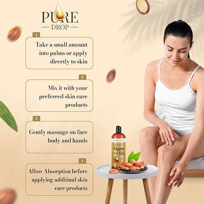 Natural Riches Organic Argan Oil of Morocco 16oz Penetrating Hair oil Deep Moisturizing Serum for Dry, Damaged & Coarse Hair pure Moroccanoil Cold Pressed for Hair, Face and Body