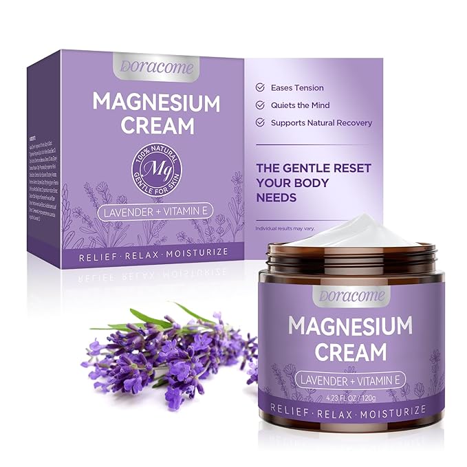 Natural Nighttime Magnesium Cream for Sleep & Pain Relief – Soothing Topical Magnesium Lotion for Leg Cramps & Muscle Relaxation, Apply to Legs or Feet Before Bed – Deep Hydration, 4.23 Fl Oz