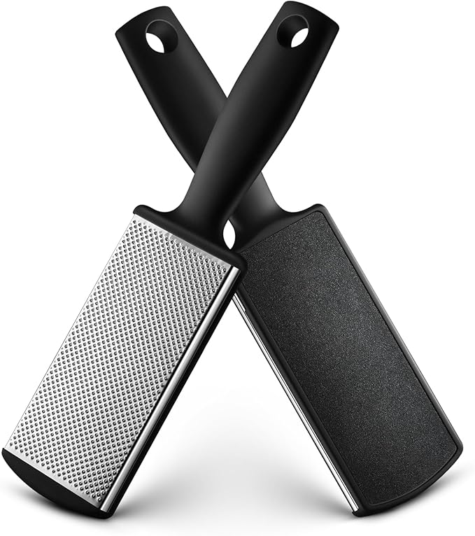 BALUCA Foot Files Callus Remover Stainless Steel Foot Rasp and Dual Sided Feet File Professional Scrubber Pedicure Tools Premium for Feet Care Remove Hard Skin, Black