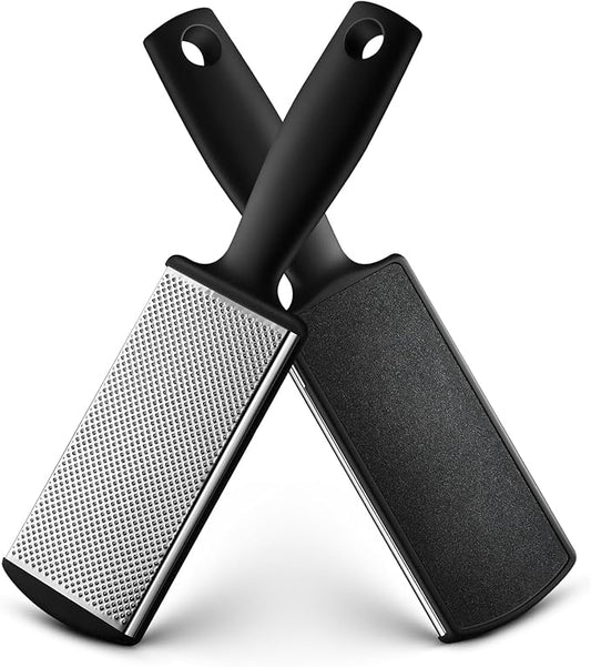 BALUCA Foot Files Callus Remover Stainless Steel Foot Rasp and Dual Sided Feet File Professional Scrubber Pedicure Tools Premium for Feet Care Remove Hard Skin, Black