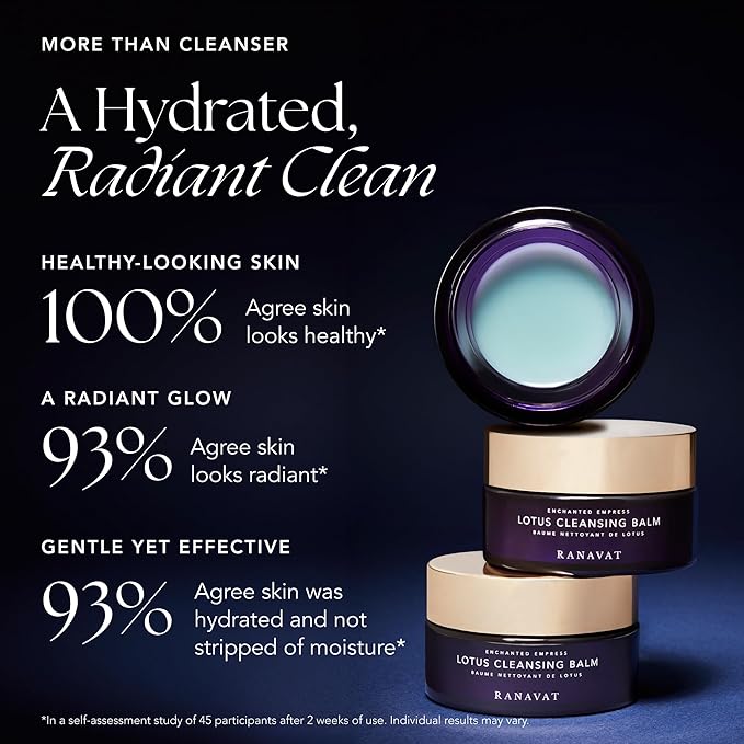 RANAVAT Lotus Facial Cleansing Balm - Gel to Milk Makeup Remover Balm for Balanced & Restored Skin - Resurfacing Facial Cleanser with Blue Tansy Oil + Jasmine - Suitable for All Skin Types (3.4 oz)