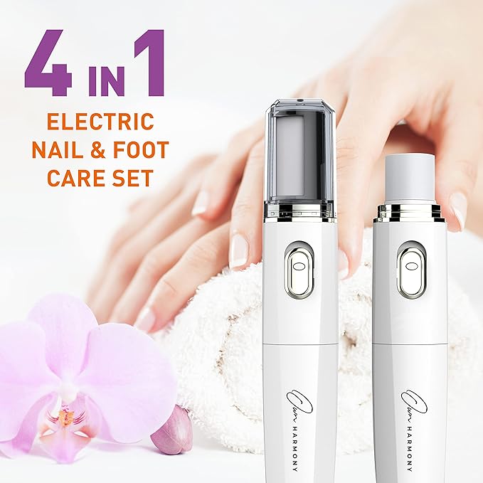 Own Harmony Electric Nail Buffer and Shine Kit for Natural Nails: Manicure Pedicure Tools with Callus Remover Foot Care, Best Electronic Mani Pedi Polisher Set to Buff, Polish, File Thick Toenails