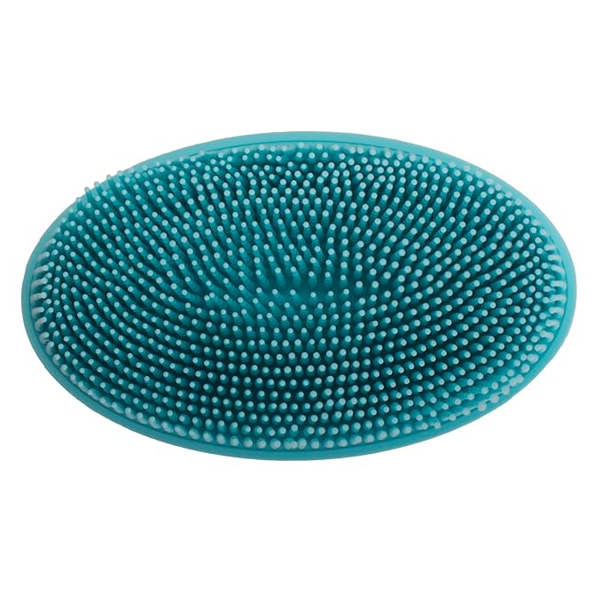 DNC Exfoliating Silicone Body Scrubber Shower Bath Body Brush loofah Easy to Clean, Lathers Well, Eco Friendly, Long Lasting (Blue