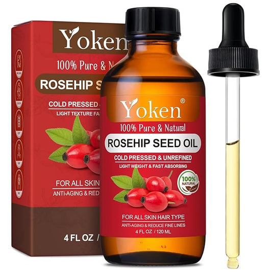 Rosehip Seed Oil for Face 4 fl oz 100 Pure & Natural Cold Pressed Unrefined Organic Rosehip Oil for Skin, Hair, Nails, Anti-Aging Facial & Gua Sha oil