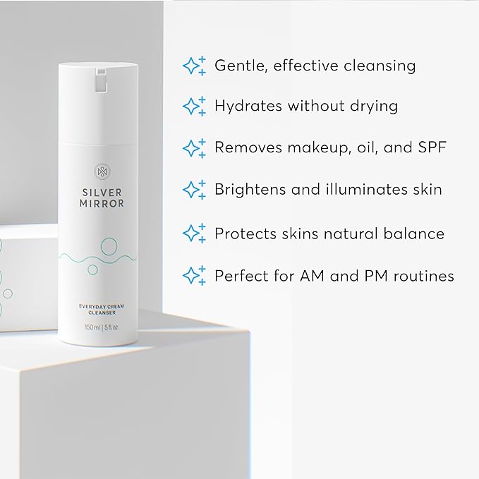 Skincare Set, Everyday Cream Cleanser 5 fl oz, Everyday Cream Moisturizer 1.7 fl oz, Hyaluronic Acid Face Serum 1 fl oz, for All Skin Types, Skincare Solution