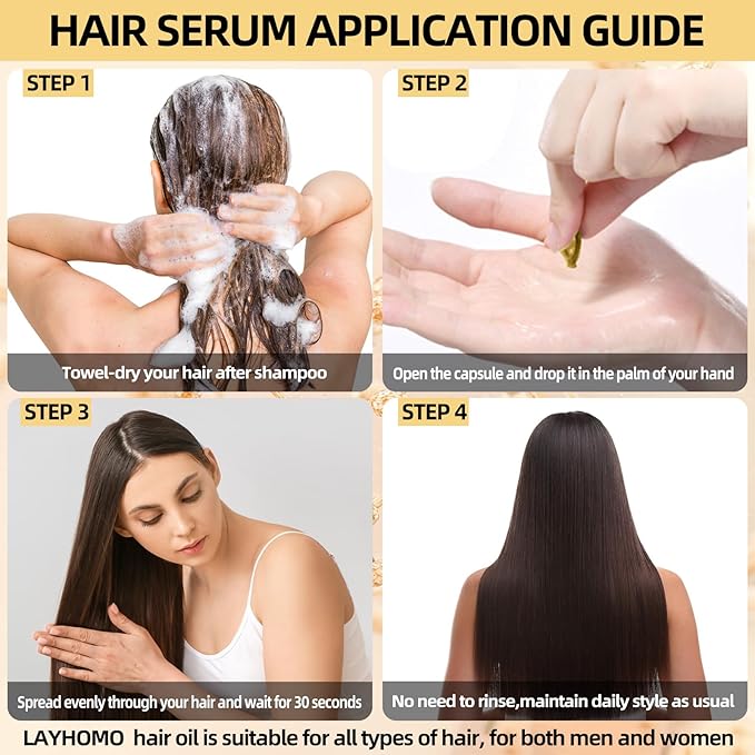 Keratin Hair Treatment Serum,Hair Serum Treatment for Dry Damaged Hair,Hair Oil Capsules with Keratin,Argan Oil-Leave-in Anti Frizz Conditioner with Vitamins A, C, E & B5- No Rinse for All Hair Types