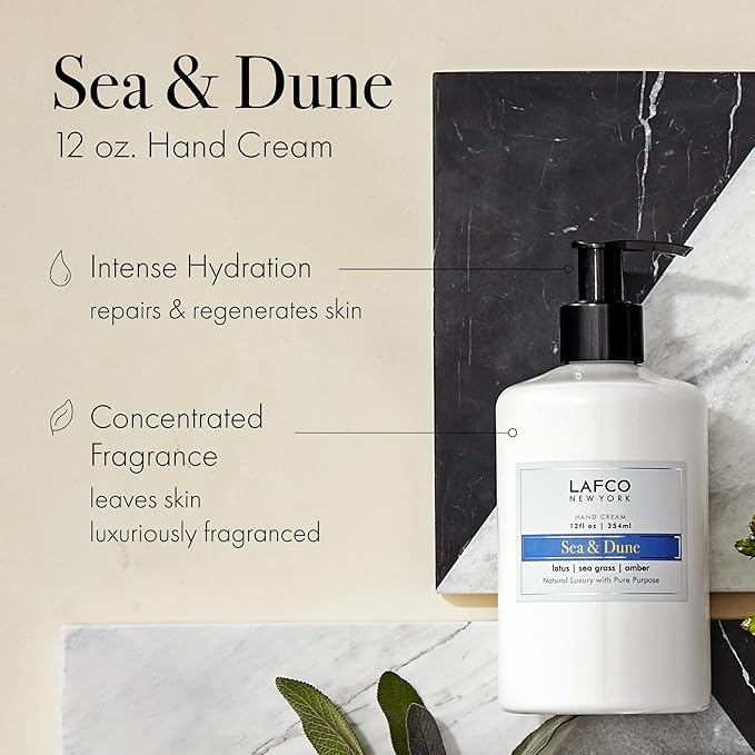 LAFCO New York Hand Cream, Sea & Dune - 12 oz - Restores & Repairs Skin - All Skin Types - Hypoallergenic, Synthetic Free & Cruelty Free - Made in Italy