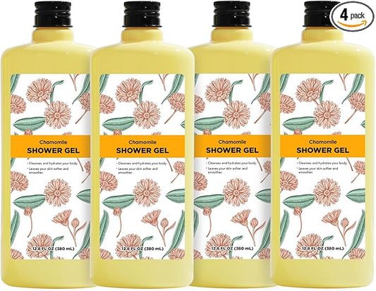 Bubble Bath for Women, Chamomile Shower Gel Gifts Set, Mother's Day Gifts for Mom, 51.2 fl oz (Pack of 4)