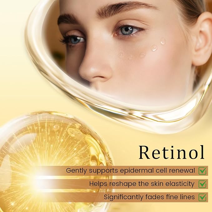 Retinol Eye Cream for Dark Circles, Wrinkles & Puffiness - Under Eye Cream with Anti-Aging Formula to Smooth Fine Lines, Eye Tightener & Reduce Eye Bags,Eye Firming Cream 1 Fl Oz