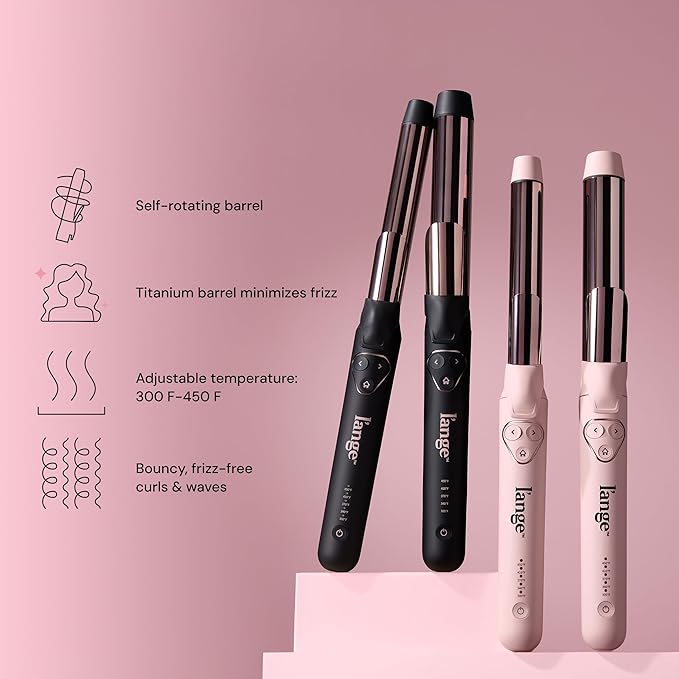 L'ANGE HAIR Le Pirouette 25MM Titanium Rotating Curling Iron Self-Rotating Curler | Curls and Waves for Beginners and Pros | Premium Titanium 1 Inch Barrel | Black