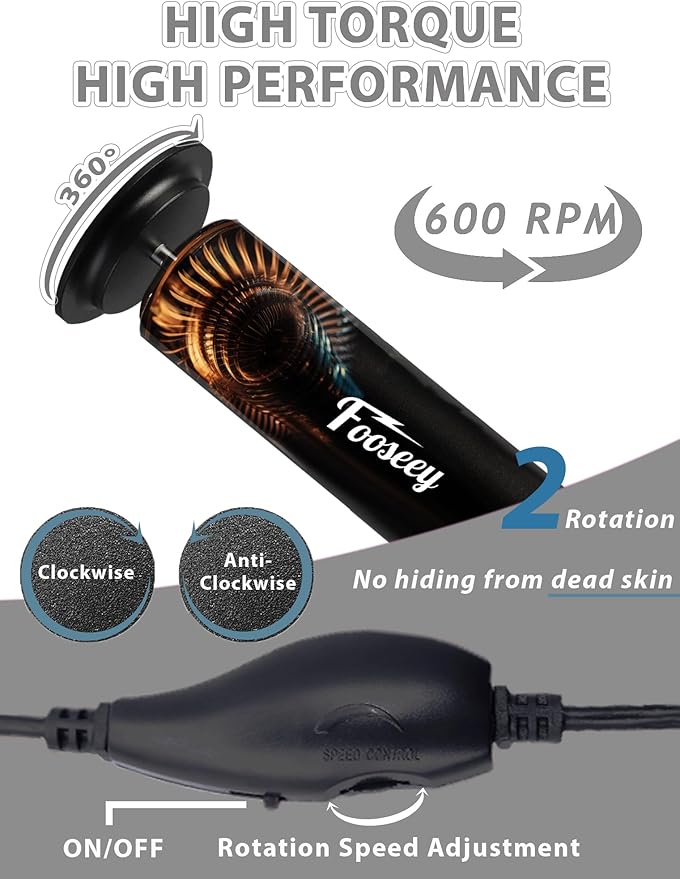 Dermave Foot Callus Remover, Professional Pedicure Tool for Feet with 60pcs Sandpaper Discs, Electric Callus Remover for Feet,Adjustable Speed Aluminum Foot File for Dead Skin, Black