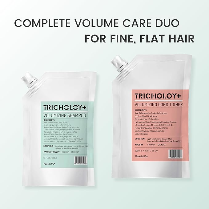 Tricholoy+ Volumizing & Thickening Shampoo & Conditioner Set – Biotin Root‑Lift Formula for Fine/Limp Hair | Fuller Hair | Oil Control | Scalp Nourishment - 10 fl oz