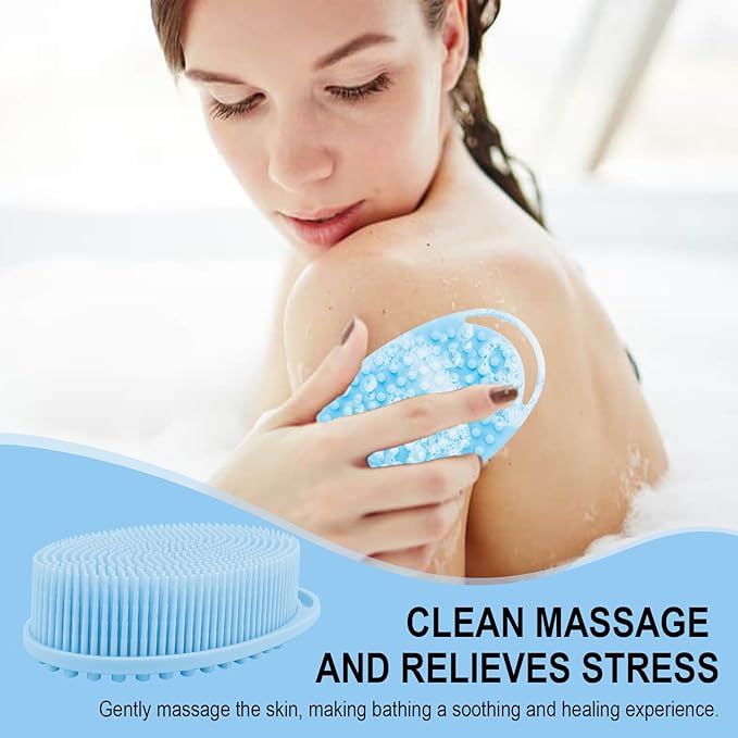 Soft Silicone Body Scrubber, 3 PCS Exfoliating Silicone Loofah, Body Scrubber Shower Brush Exfoliating and Massage 2 in 1, Bath Shower Brush for Cleaning Sensitive Skin Kids Women Men, Lather Well
