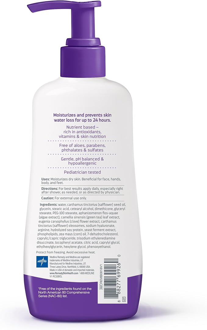 Medline Remedy Clinical Skin Cream Moisturizer, Fragrance-Free (8 fl oz), Nourishing for Dry Skin, Paraben and Sulfate-Free Lotion For Face and Body, Hypoallergenic Moisturizer for Sensitive Skin