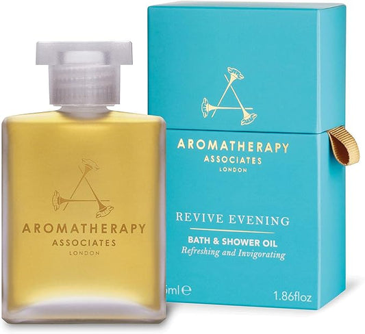 Aromatherapy Associates Revive Evening Bath and Shower Oil – Natural Hydrating Oil with 3 Essential Oils to Refresh Mind, Body, and Spirit (1.86 oz)
