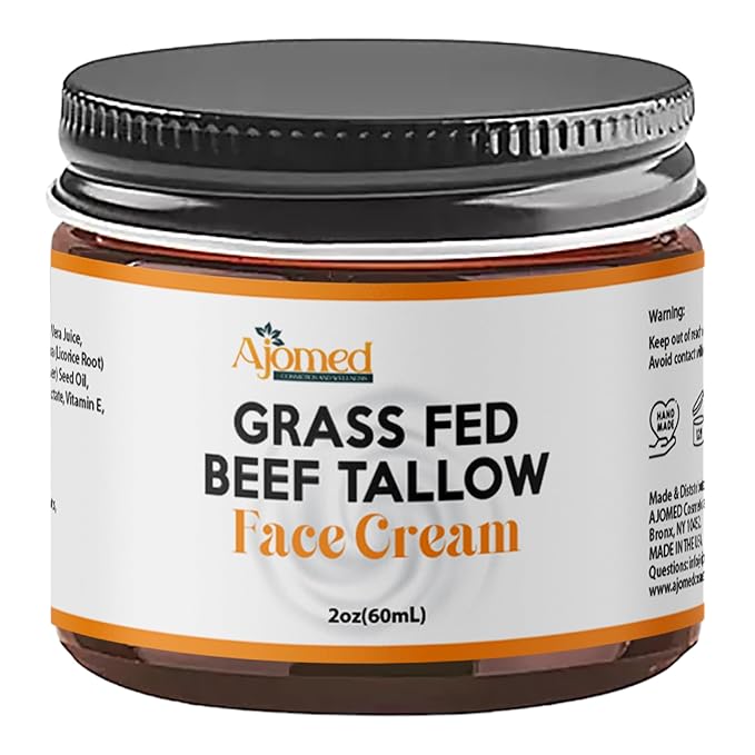 Beef Tallow Face Moisturizer - Grass Fed Beef Tallow for Skin Care- HandmadeTallow face Cream-Sensitive & Dry Skin, Eczema, Psoriasis, sunburn (UNSCENTED)
