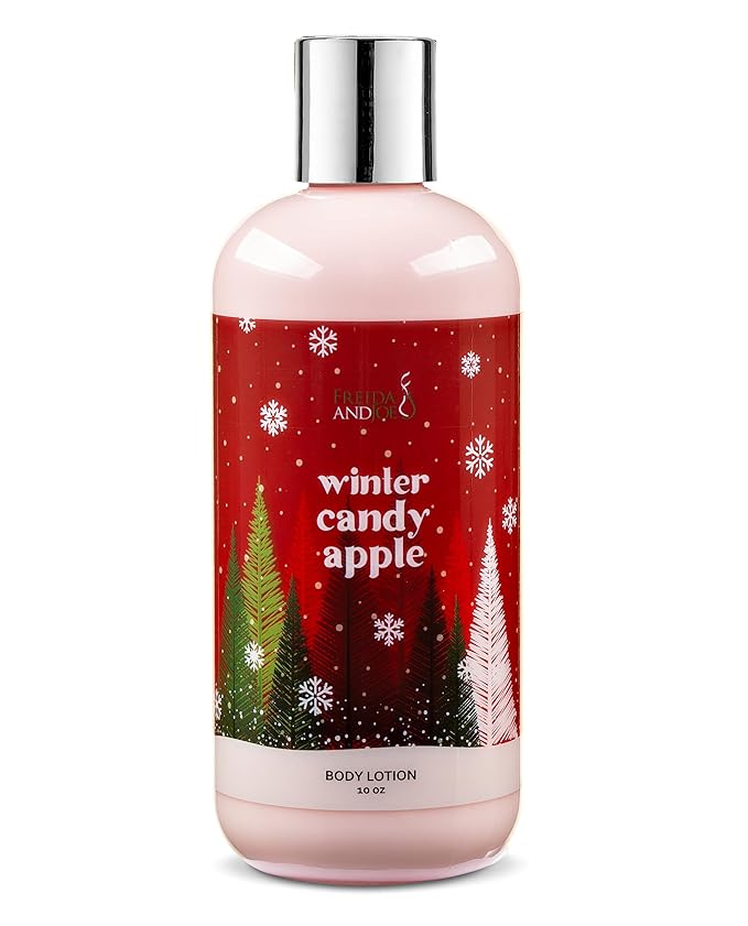 Freida & Joe Winter Candy Apple Body Lotion & Body Mist Bundle – 10oz Hydrating Lotion + 8oz Fragrance Spray | Holiday-Inspired Bath & Body Set for Women