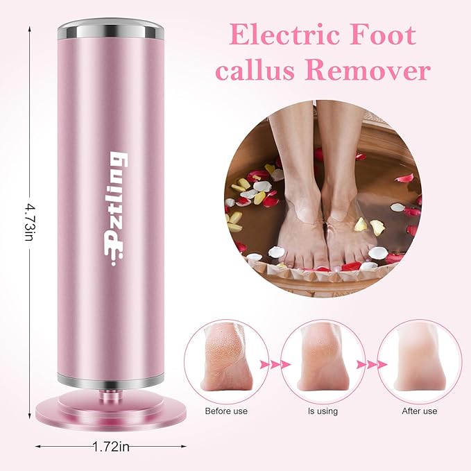 Electric Foot Callus Remover,Powerful Electric Foot File, Professional Adjustable Speed Pedicure Tool with 60 Pcs Replacement Sandpaper Discs for Dead Skin and Calluses-Pink