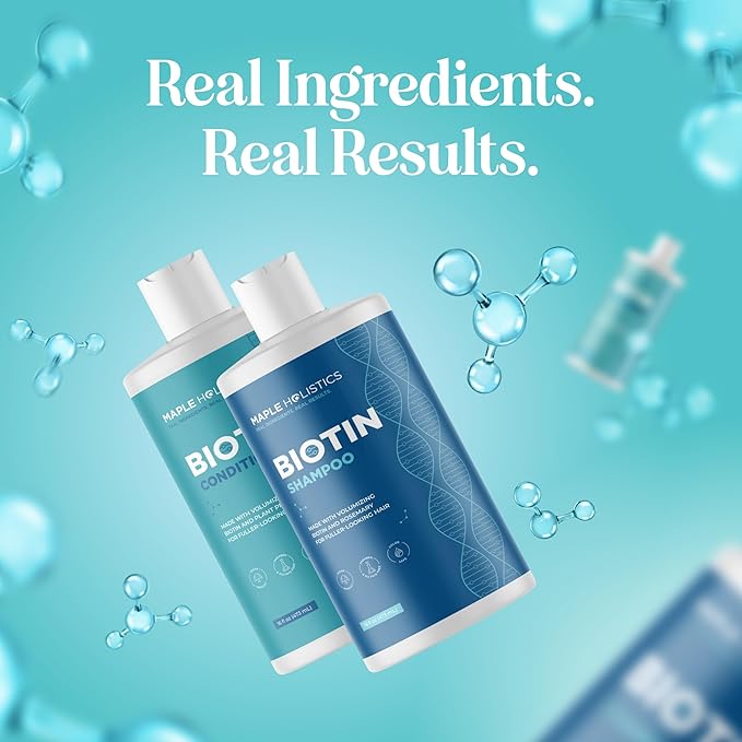 Rosemary Biotin Shampoo and Conditioner Set - Volumizing Shampoo and Conditioner for Thinning Hair for Women & Men with Nourishing B Vitamins - Color Safe Sulfate Paraben & Silicone Free (16 Fl Oz)