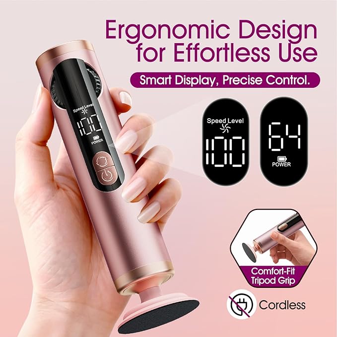 Electric Foot Callus Remover Rechargeable, Professional Pedicure Tools for Feet with 40PCS Sandpaper Discs, Adjustable Speed Heel Scraper for Cracked Heels, Foot Care Scrubber File for Dry Dead Skin