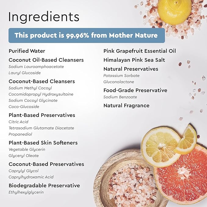 Puracy Body Wash, Natural Body Wash, 98.6% Pure Plant Ingredients, Moisturizing Shower Gel for Women Men Kids, Body Soap for Dry Sensitive Skin. Gently Scented with Citrus & Sea Salt, 12 Oz (2-Pack)