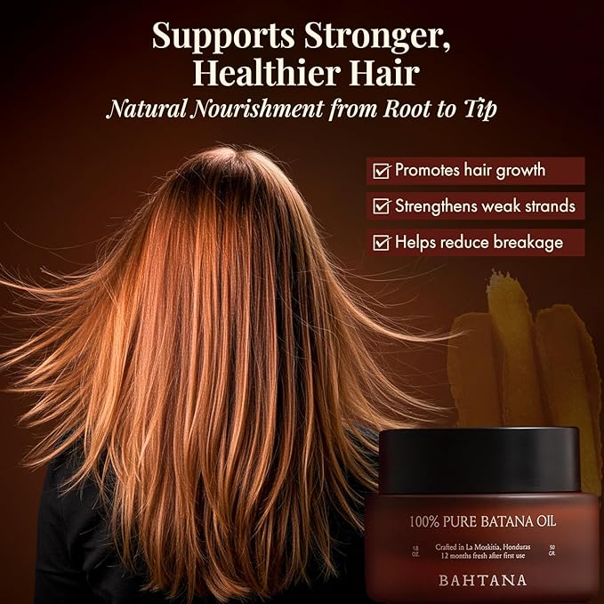 100% Pure Batana Oil - Nourishing Hair & Skin Treatment for Growth, Strength & Moisture- Batana Oils for Soft, Shiny Hair & Glowing Skin- Oil for Daily Use- Restores Hairs & Skins Naturally