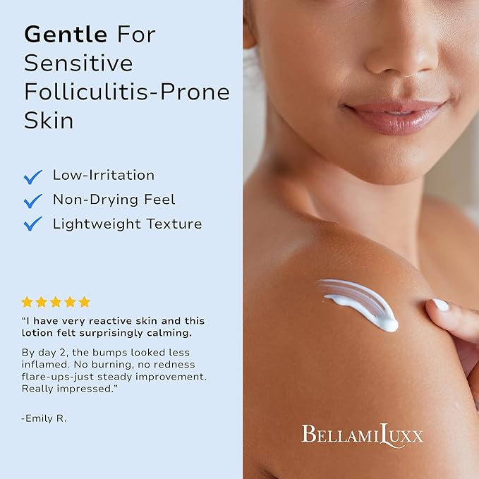 Folliculitis Acne Lotion for Body: Helps Reduce Itch, Redness, Body Acne, Bumps & Uneven Texture with Salicylic & Glycolic Acid + Botanicals - Gentle Care for Folliculitis-Prone Skin