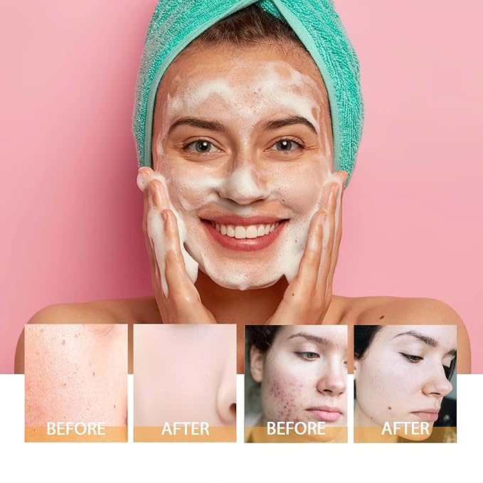 2 Pcs Turmeric Facial Cleanser, Glow Wash Turmeric Face Wash With Brush, Deep Cleansing Exfoliating for Women All Skin.