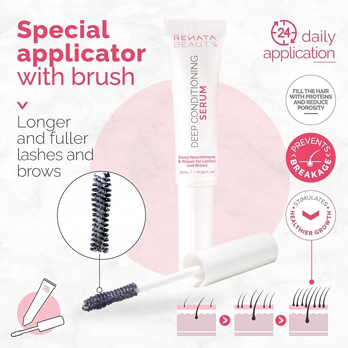 RB RENATA BEAUTY Lash and Brow Conditioner Serum – Regenerating & Repairing Serum – Deep Conditioning Eyebrow & Eyelash Conditioner for post-Lamination and Lash Lift Aftercare and Daily Care