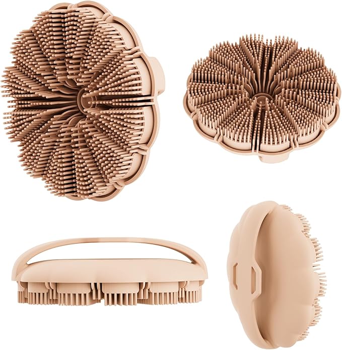 Silicone Body Scrubber Shower Brush, Exfoliating Body Wash Scrubbers for All Skin Types, Ergonomic No-Slip Handle, Body Brush for Showering