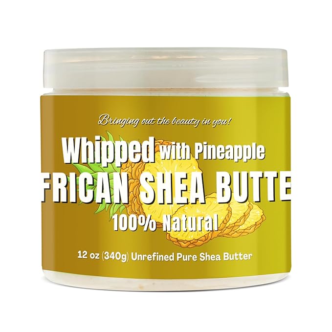 RA COSMETICS Whipped Shea Butter Pineapple - 12oz | 100% Pure & Natural African Shea Butter for Men & Women - Ultimate Handcrafted Moisturizer with Essential Vitamins for Radiant Skin & Luscious Hair