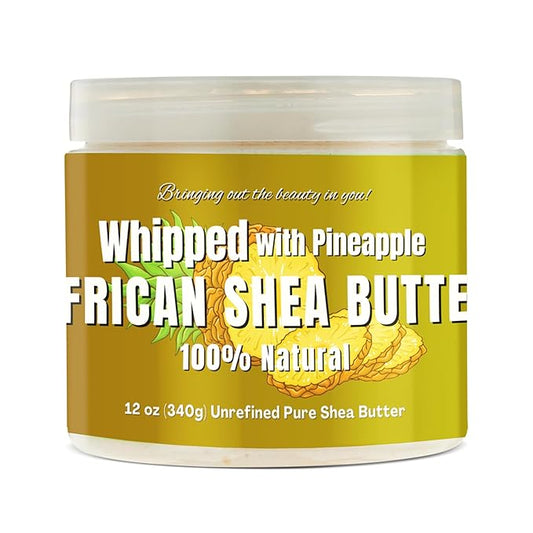 RA COSMETICS Whipped Shea Butter Pineapple - 12oz | 100% Pure & Natural African Shea Butter for Men & Women - Ultimate Handcrafted Moisturizer with Essential Vitamins for Radiant Skin & Luscious Hair