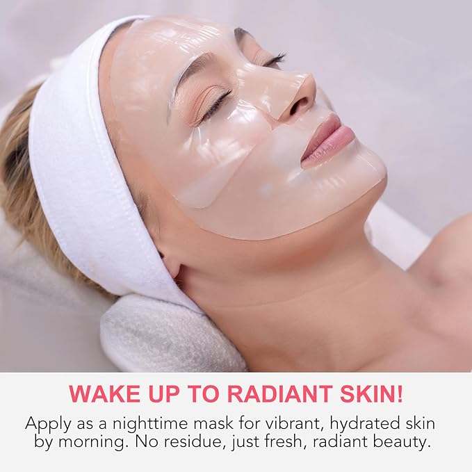 Deep Collagen Lifting Mask Overnight Bio-Collagen Jelly Gel Mask, Hydration Bio Overnight Hydrogel Face mask Sheet, for Glass Glow Skin, Firming, Moisturizing and Evens Skin Tone, 4PCS