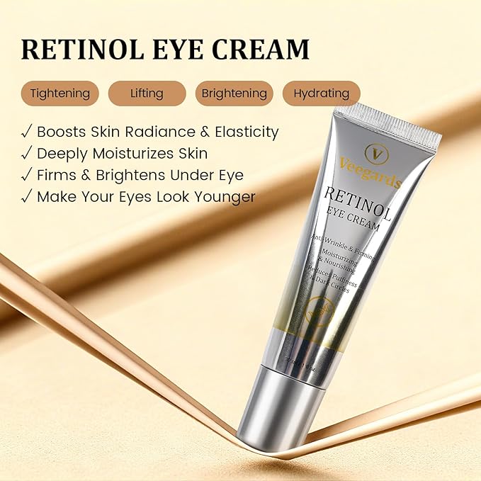 Retinol Eye Cream for Dark Circles, Wrinkles & Puffiness - Under Eye Cream with Anti-Aging Formula to Smooth Fine Lines, Eye Tightener & Reduce Eye Bags,Eye Firming Cream 1 Fl Oz