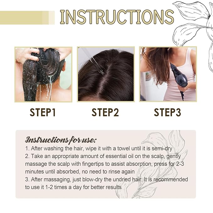 180 ML EELHOE Hair Growth Oil, Natural Rosemary Hair Growth Oil for Dry Damaged Hair and Growth Thin Hair. (3Pcs)