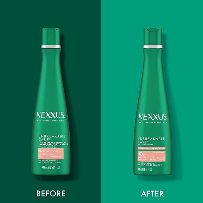 Nexxus Unbreakable Care Anti-Breakage Shampoo With Keratin, Collagen, Biotin For Fine And Thin Hair Sulfate Free Shampoo 13.5 oz