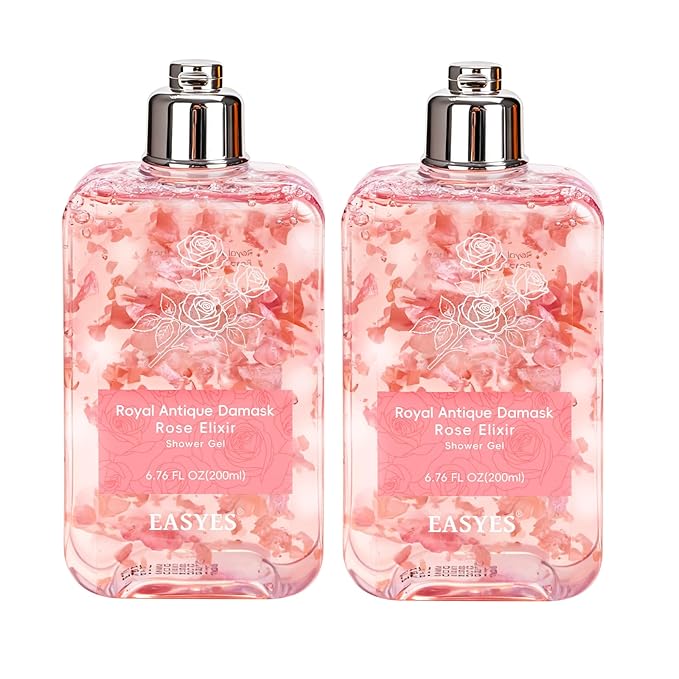 Rose Elixir Body Wash for Women – Moisturizing Shower Gel with Triple Rose Formula, Hydrating Natural Cleanser, Gentle Foaming, Multi-Oil Nourishment, 2-Pack