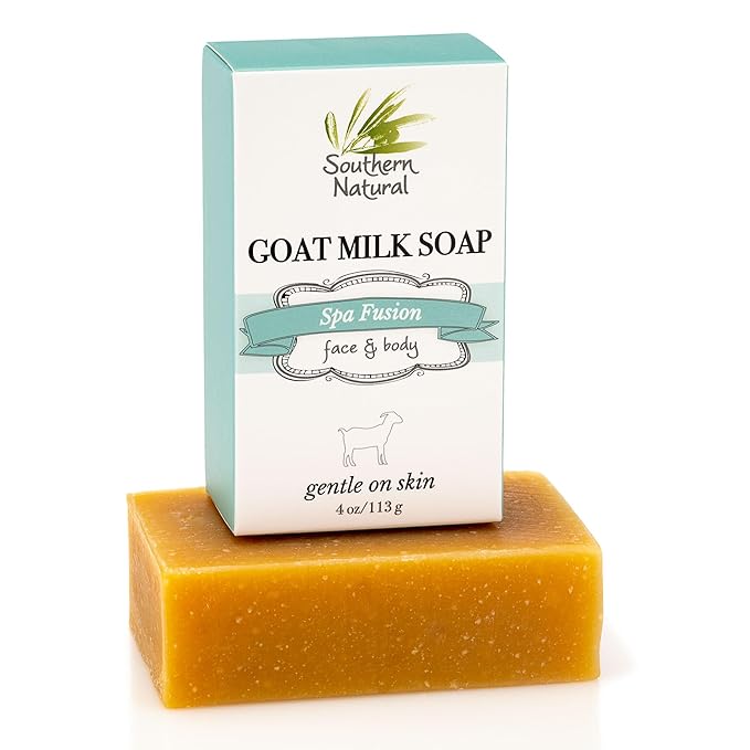 Southern Natural Goat Milk Soap Bar – Spa Fusion Essential Oil Blend – Gentle Handmade Soap for Dry, Sensitive Skin – All-Natural Face & Body Soaps, 4 oz (1 Bar)