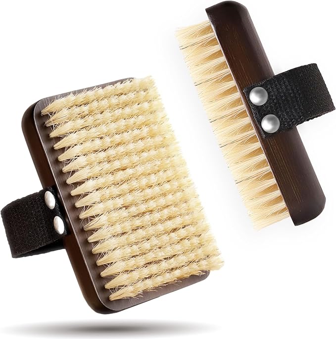 Dry Brushing Body Brush, Azymi Shower Brush for Body Natural Thick Bristles Exfoliates Dead Skin, Detoxifies, Improves Blood Circulation- Spa-Grade Dual Use Dry& Wet Brush 1-Pack