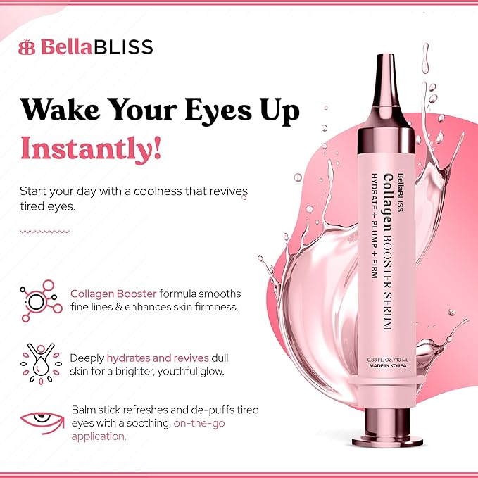BellaBLISS Collagen Booster Serum for Face – Hydrating & Plumping Korean Skincare with Anti-Aging, Fine Line Reduction, Firming & Glowing Skin Benefits – Lightweight Formula – 0.33 Fl Oz (10mL)