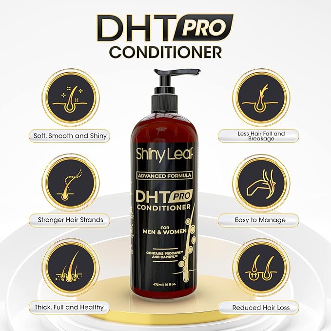 Shiny Leaf Hair Loss Conditioner for Women & Men - DHT Blocker Included, Paraben & Sulfate Free Biotin Conditioner, Thickening Formula for Thinning Hair, Safe for All Hair Types - USA Made, 16oz