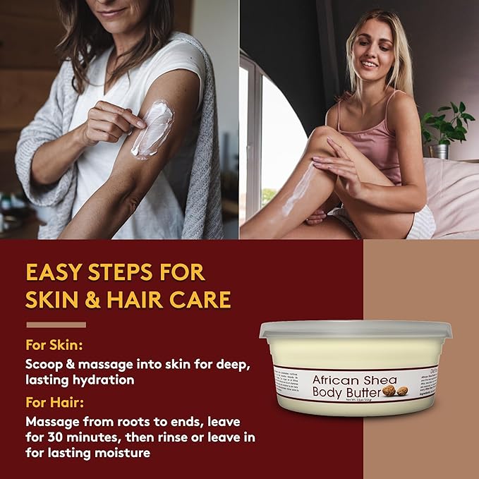 Okay White Shea Butter for Hair and Skin - Raw African Shea Butter for Women and Men, Daily Moisturizer for Face and Body, Helps with Stretch Marks, Soothes Dryness - 7.5 Oz Jar (Pack of 2)