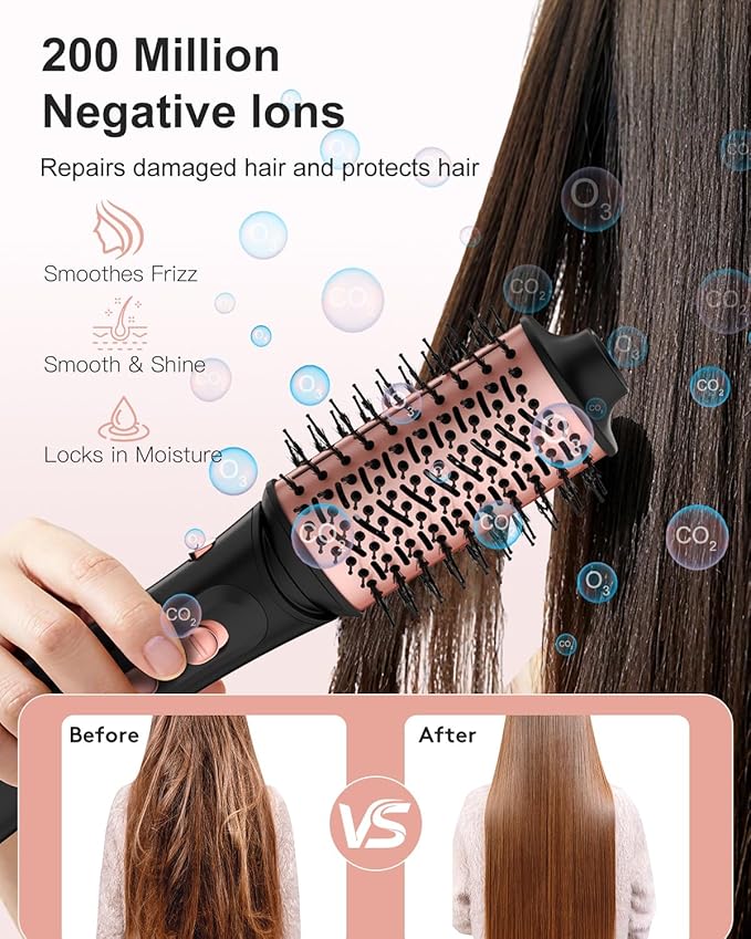 Nimmu Blow Dryer Brush Set, 5-in-1 Hot Air Brush Set, All-in-One Hair Styler for Salon Blowouts, Smoothing, Curling & Volumizing and Straightening, Less Frizz & Heat Damage, Black