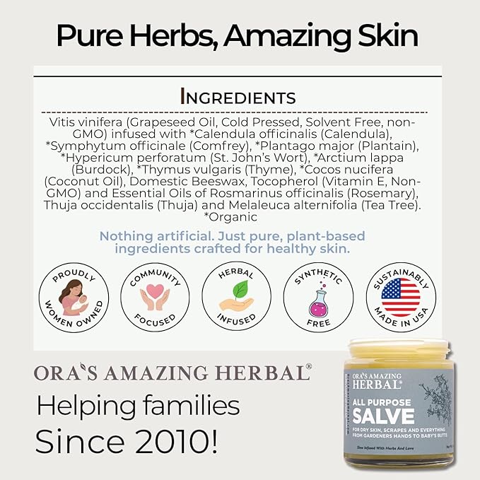 Ora's Amazing Herbal Natural Skin Care Gift Set, Intensive Moisturizers Intensive Dry Skin Care, All Purpose Herbal Salve 4 oz, Citrus Grove Ultra Healing Body Butter, 2 oz