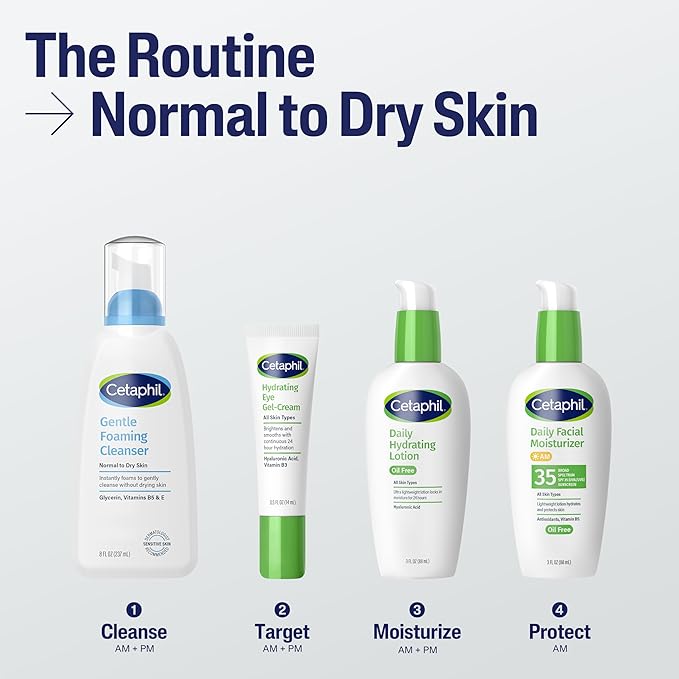 Cetaphil Oil Free Gentle Foaming Cleanser For Dry to Normal, Sensitive Skin, 8oz Pack of 2, Made with Glycerin and Vitamins B5 and E, Dermatologist Tested, Hypoallergenic, Soap and Fragrance Free