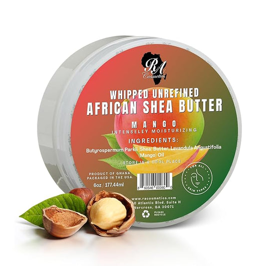 RA COSMETICS 100% African Shea Butter - Mango Scented, Anti-Aging Moisturizer, 6 Ounce