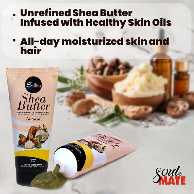 SOUL MATE Shea Butter Infused with Natural Plant Extracts| Moisturizer with Coconut Oil & Olive Oil for Skin & Hair | Body Butter for Deep Hydration