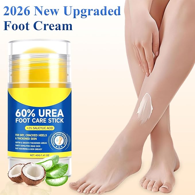 60% Urea Hydrating and Anti-Cracking Foot Cream, 2026 New Upgraded Moisturising and Relieves Cracking and Dryness Foot Cream, Hand Foot Lotion Heel Stick Repairs (3)