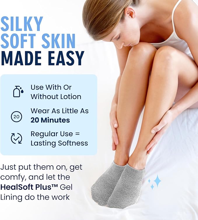 Dr. Frederick’s Original Moisturizing Gel Socks for Men & Women – Dry Feet & Cracked Heel Treatment – Full Foot Gel Lining with Mango Butter, Shea Butter, Jojoba & Coconut Oil (Mellow Moon)